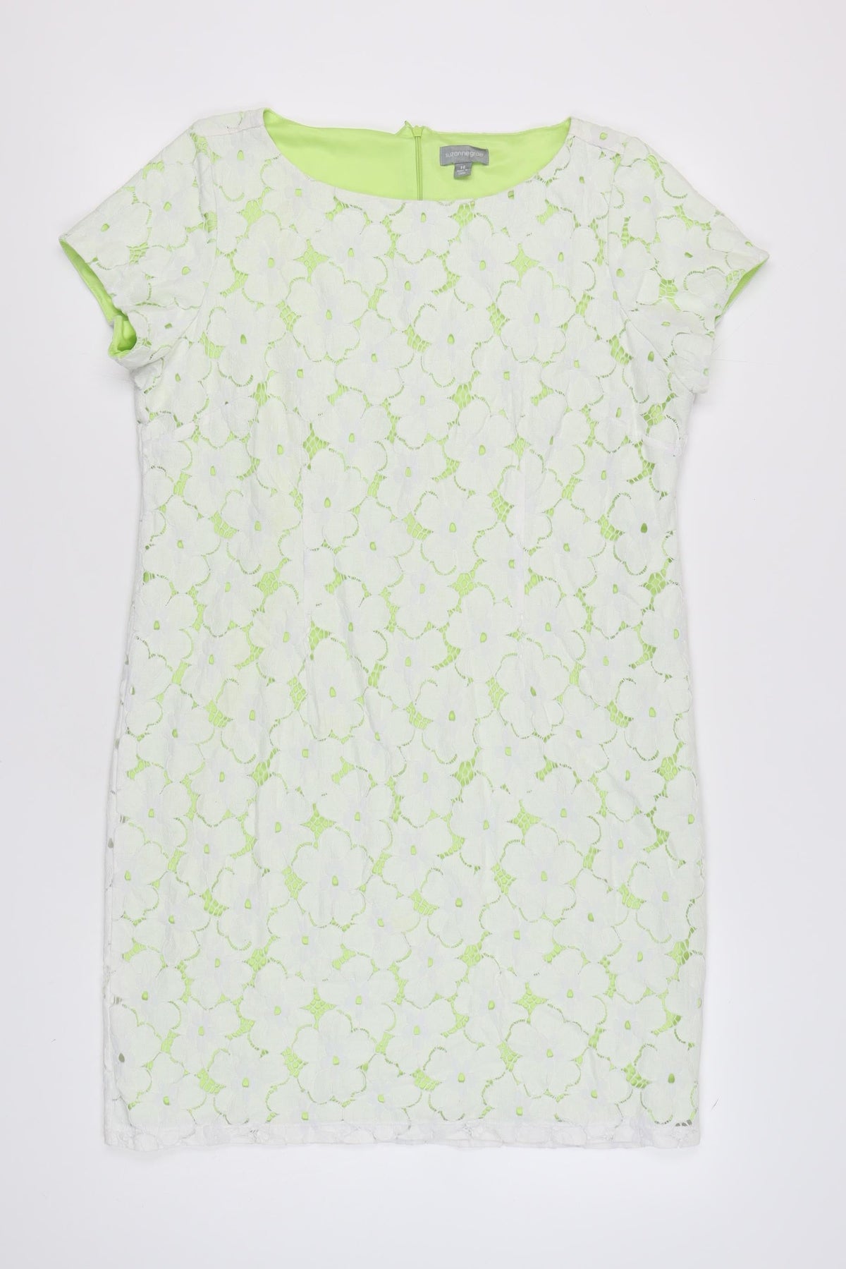 Suzannegrae Women's Green Floral Lace Dress Size 16