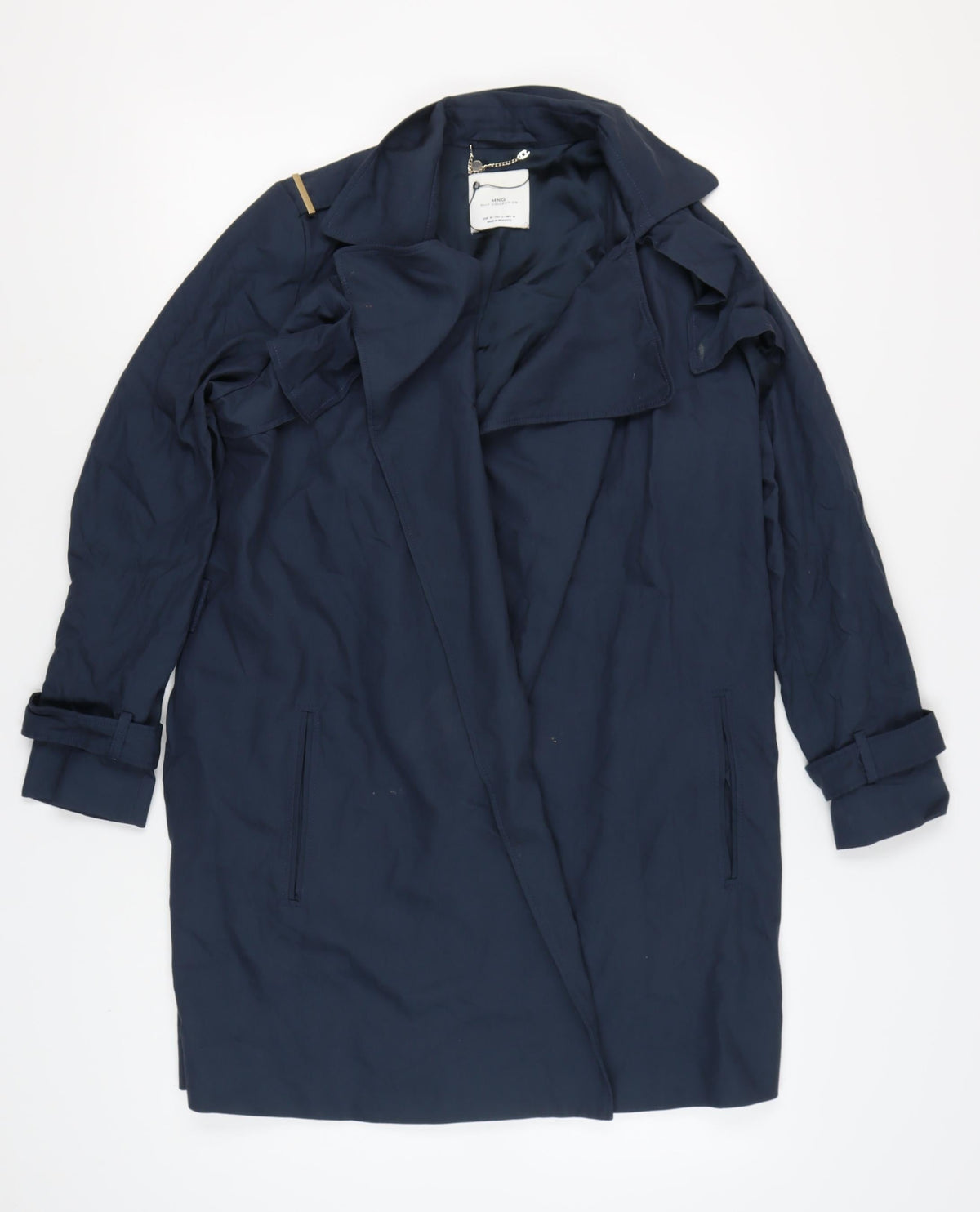 MNG Women's Blue Long Coat Size M Belted