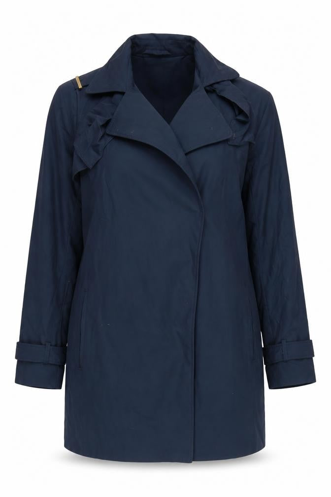 MNG Women's Blue Long Coat Size M Belted