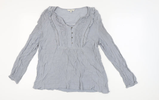 Next Women's Grey V-Neck Blouse Long Sleeve Size 16