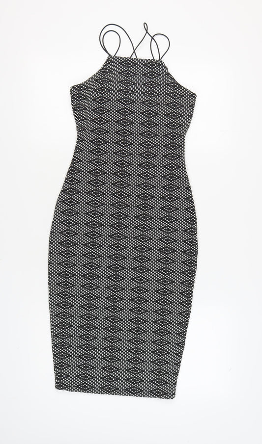 River Island Women's Black Halter Bodycon Dress - Size 8
