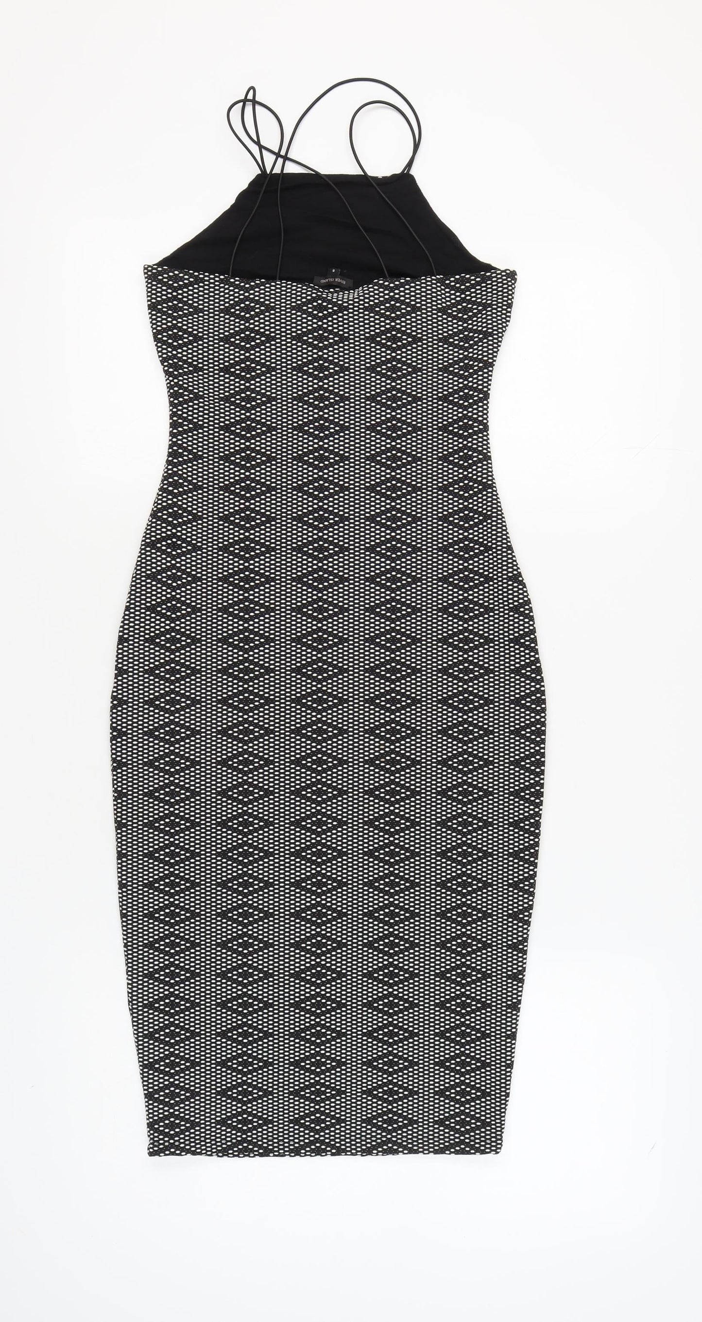 River Island Women's Black Halter Bodycon Dress - Size 8