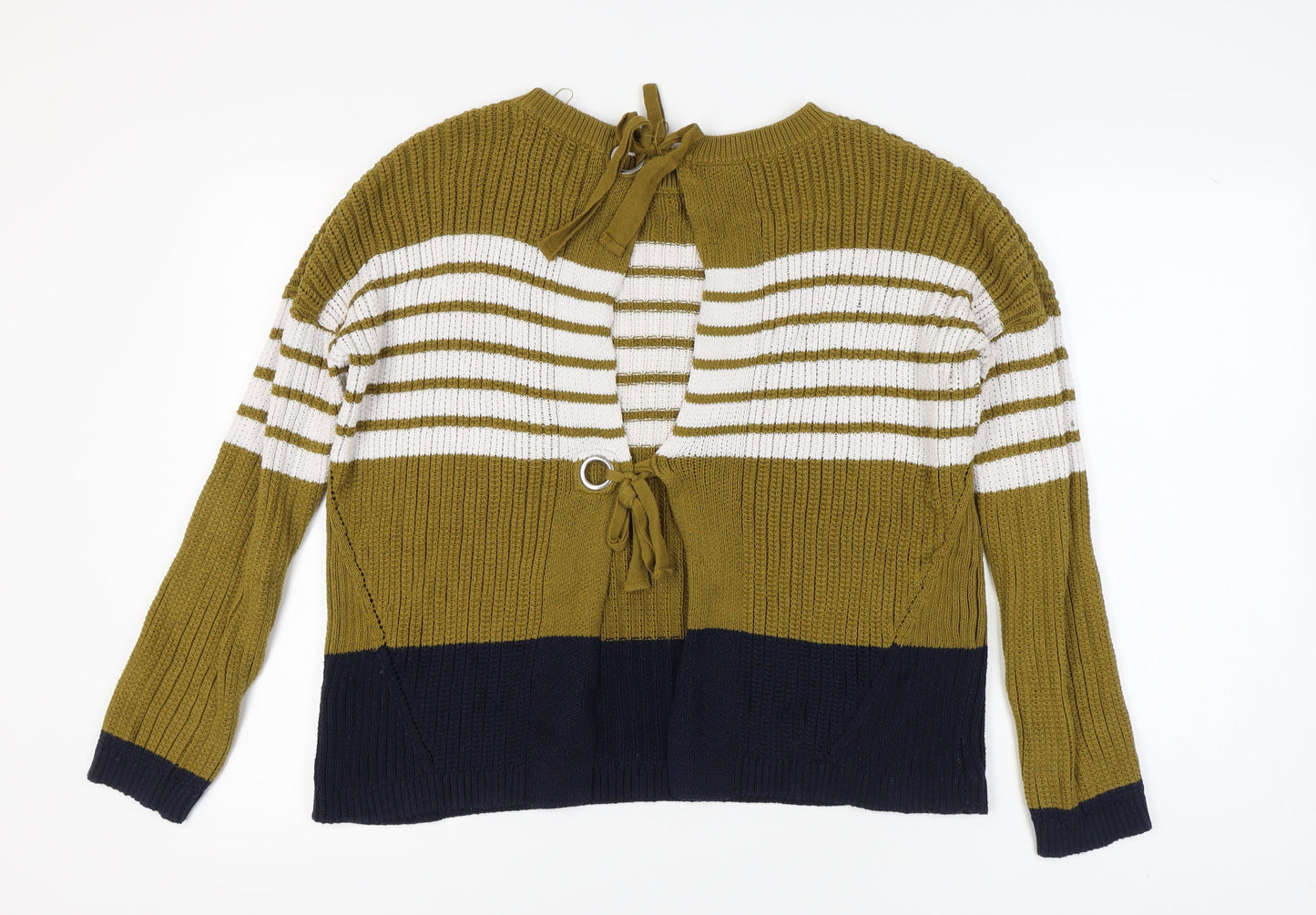 Next Women's Green Striped Pullover Jumper Size 8
