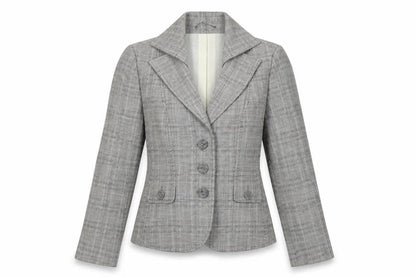 Next Women's Grey Petite Blazer, Size 8, Checked