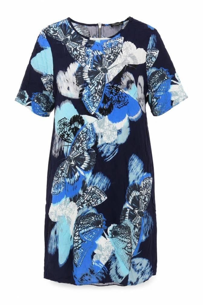 Warehouse Women's Blue Floral Half Sleeve Dress