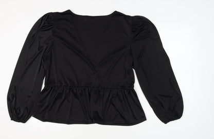 Back view of ASOS DESIGN Women's Black Plus Wrap Blouse, size 22