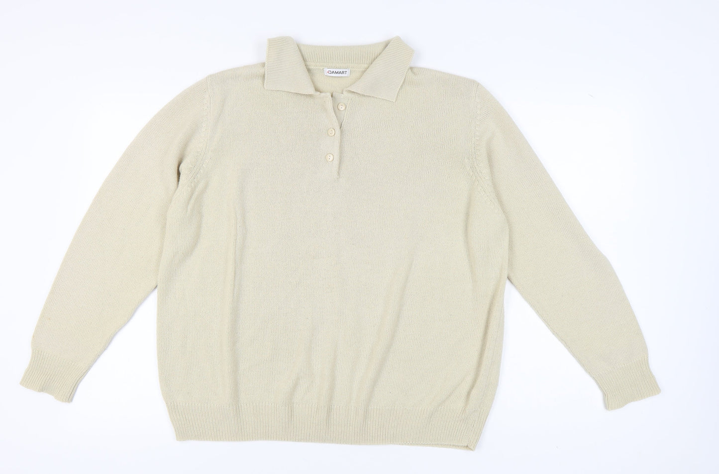 Damart Women's Beige Collared Full Zip Jumper, Size M