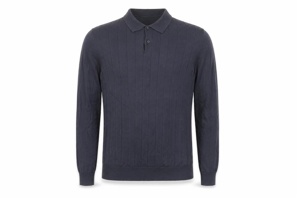Marks and Spencer Men's Blue Long Sleeve Polo S