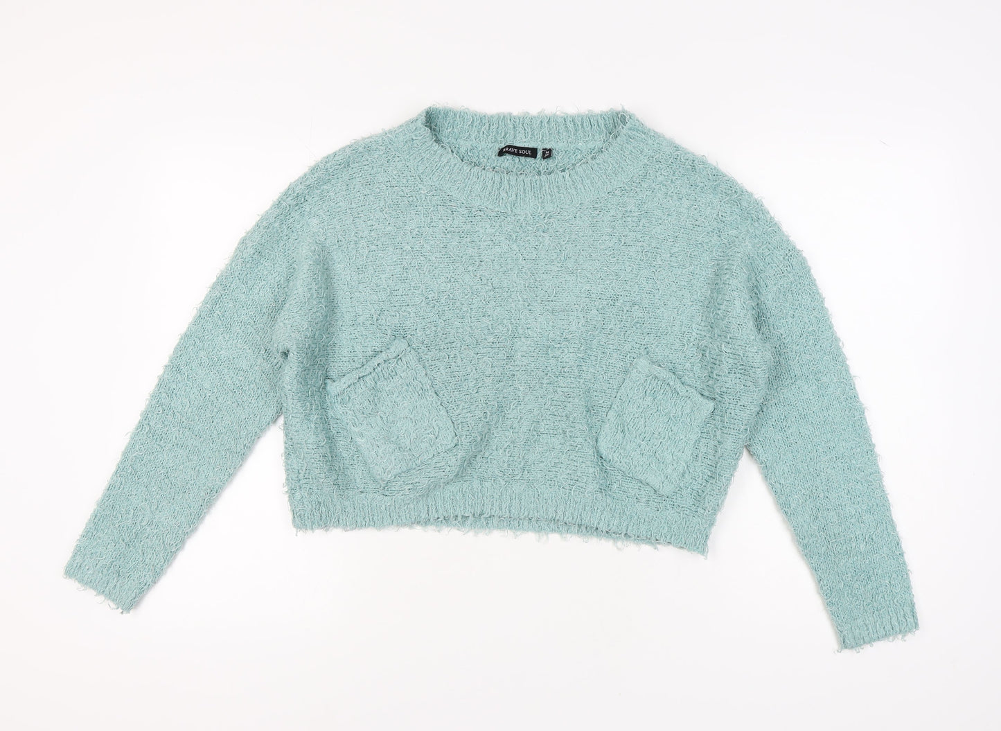 Brave Soul Women's Blue Chunky Knit Jumper Size 14