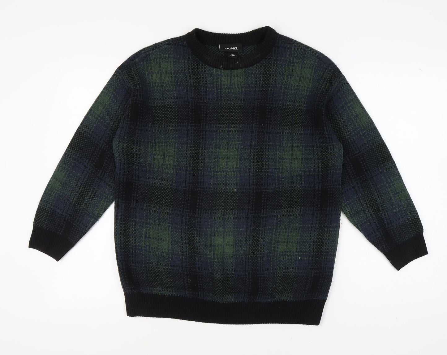 Monki Women's Multicoloured Plaid Acrylic Pullover XS