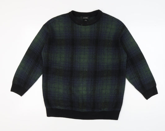 Monki Women's Multicoloured Plaid Acrylic Pullover XS