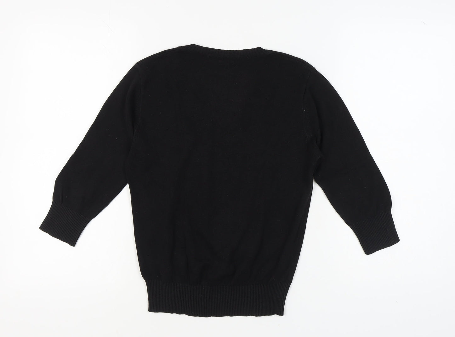 Benetton Women's Black Pullover Jumper S 3/4 Sleeve