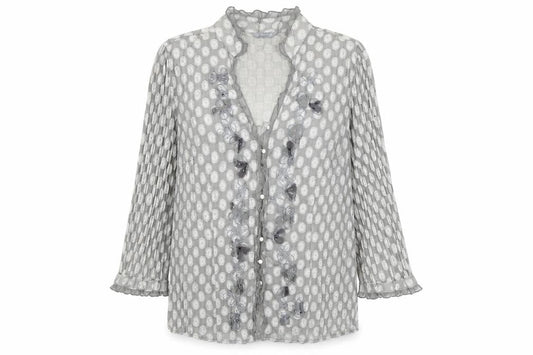 Marks and Spencer Women's Grey Polka Dot Blouse Size 12