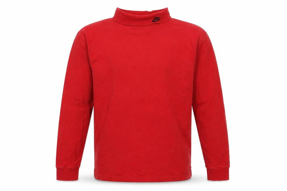 Nike Men's Red Mock Neck Sweatshirt, Size L, Cotton