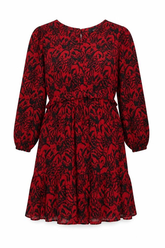 Next Women's Red Animal Print Long Sleeve Dress