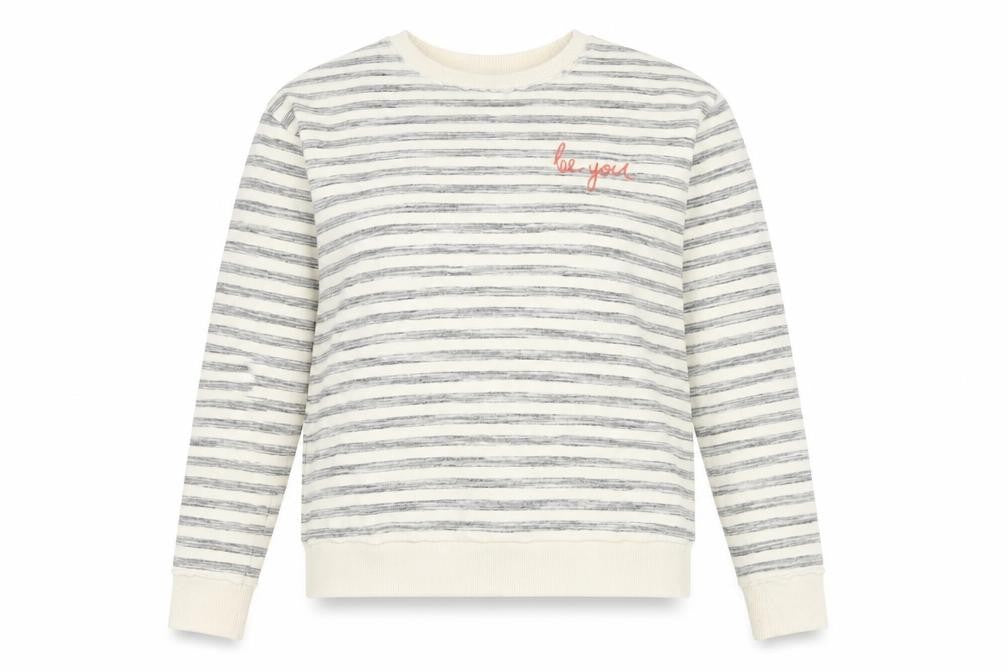 Mint Velvet Women's Grey Striped Pullover Sweatshirt Size 6