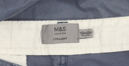 Marks & Spencer Men's Blue Straight Trousers Size 36