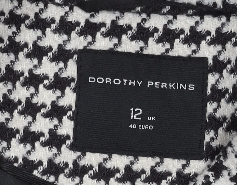 Dorothy Perkins Women's Black and White Houndstooth Coat, Size 12