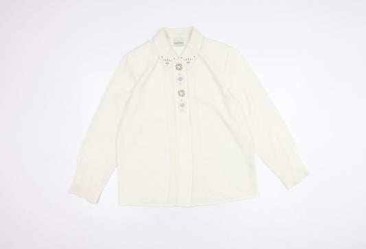 Eastex Women's White Button-Up Shirt, Size 10, Long Sleeve
