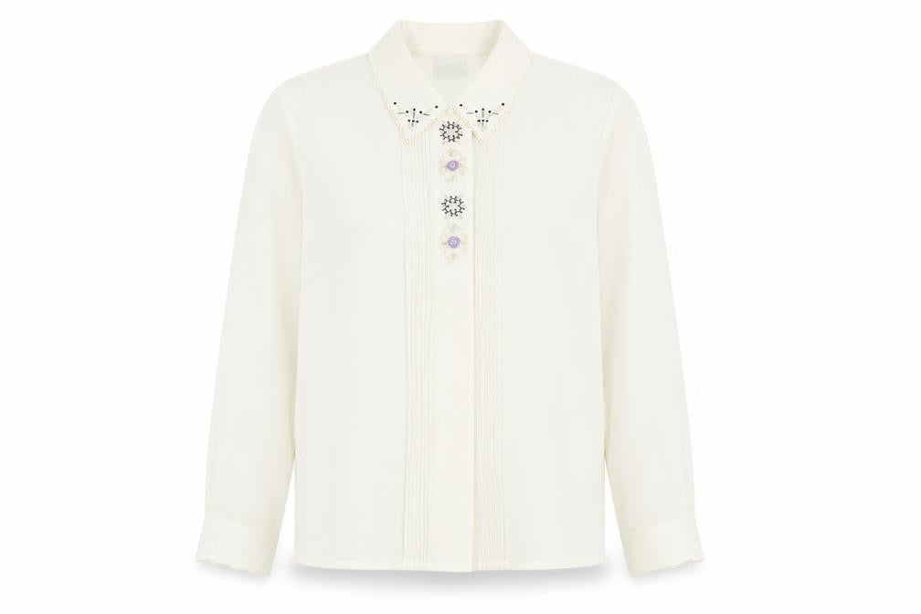 Eastex Women's White Button-Up Shirt, Size 10, Long Sleeve
