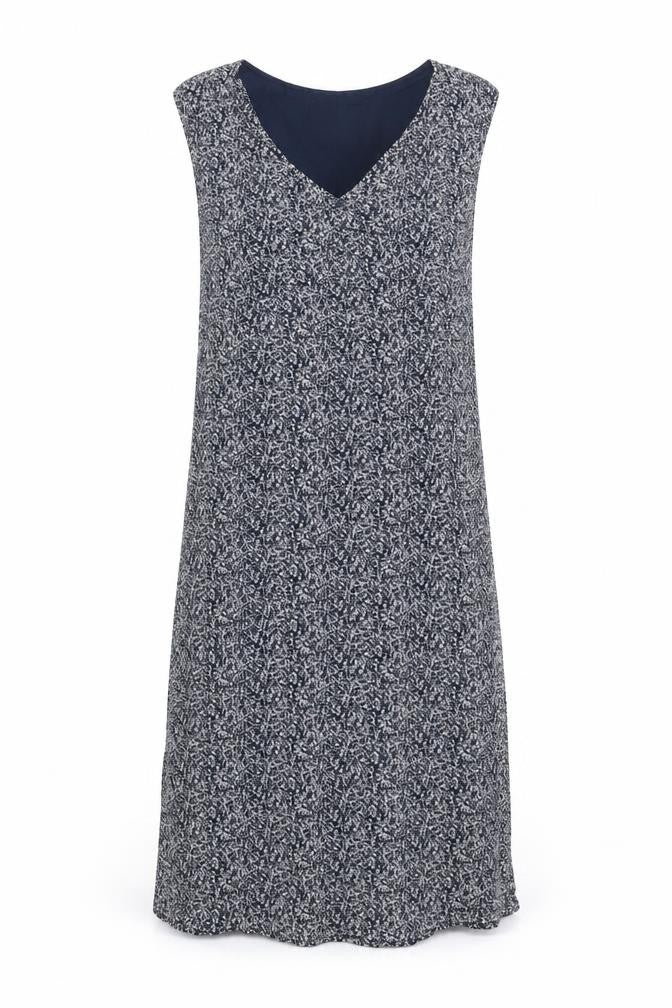s.Oliver Women's Blue Floral V-Neck Dress Size 14
