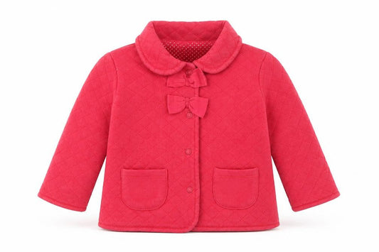 Jasper Conran Girls Red Quilted Jacket 9-12 Months Bow Accent