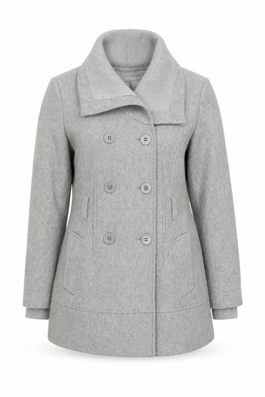 Jasper Conran Women's Grey Wool Blend Pea Coat Size 14