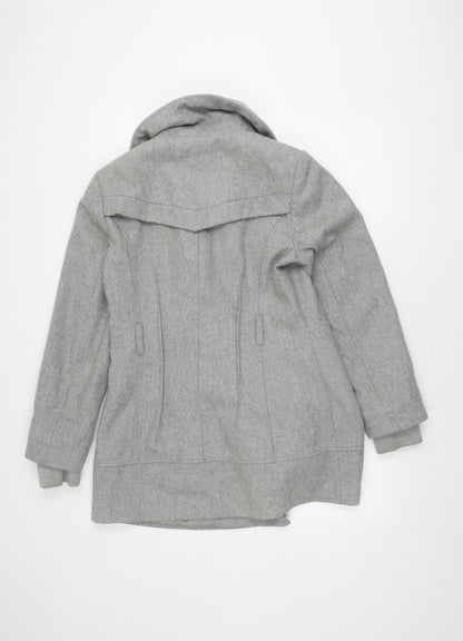 Jasper Conran Women's Grey Wool Blend Pea Coat Size 14