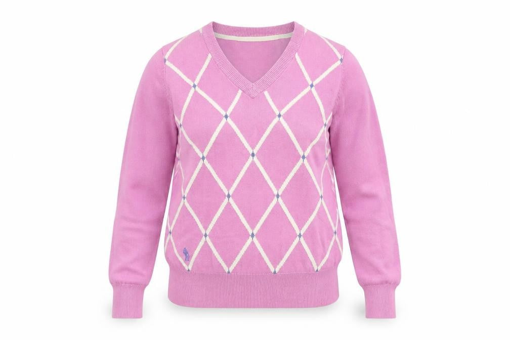 Glenmuir Women's Pink XS Argyle Pullover Jumper