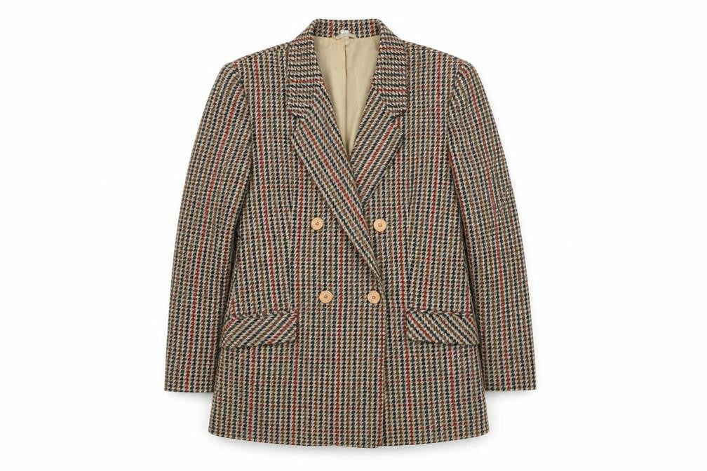 C&A Women's Multicoloured Houndstooth Blazer Size 10
