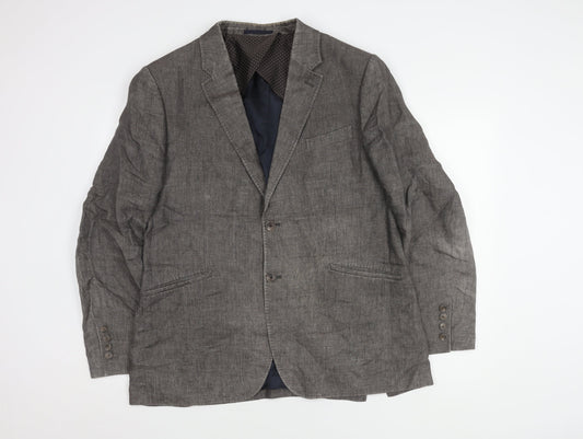 Nigel Hall Men's Grey Linen Blazer, Size 44, Regular Fit