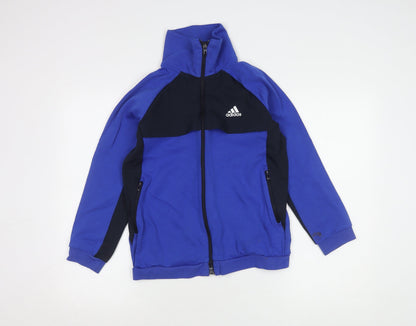 Additional front view of Adidas boys’ blue track jacket 11-12 years with full zip