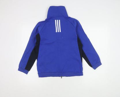 Back view of Adidas boys’ blue track jacket 11-12 years with full zip