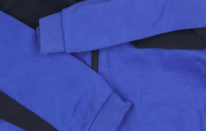 Close-up detail of Adidas boys’ blue track jacket 11-12 years with full zip