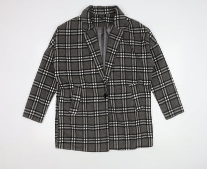 Stella Morgan Women's Grey Plaid Overcoat, Size 12