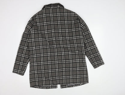 Stella Morgan Women's Grey Plaid Overcoat, Size 12