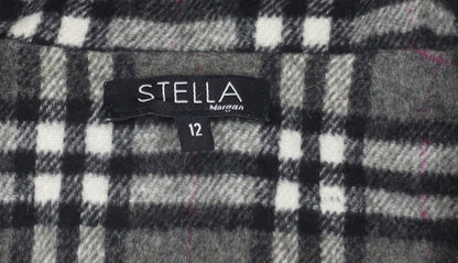 Stella Morgan Women's Grey Plaid Overcoat, Size 12