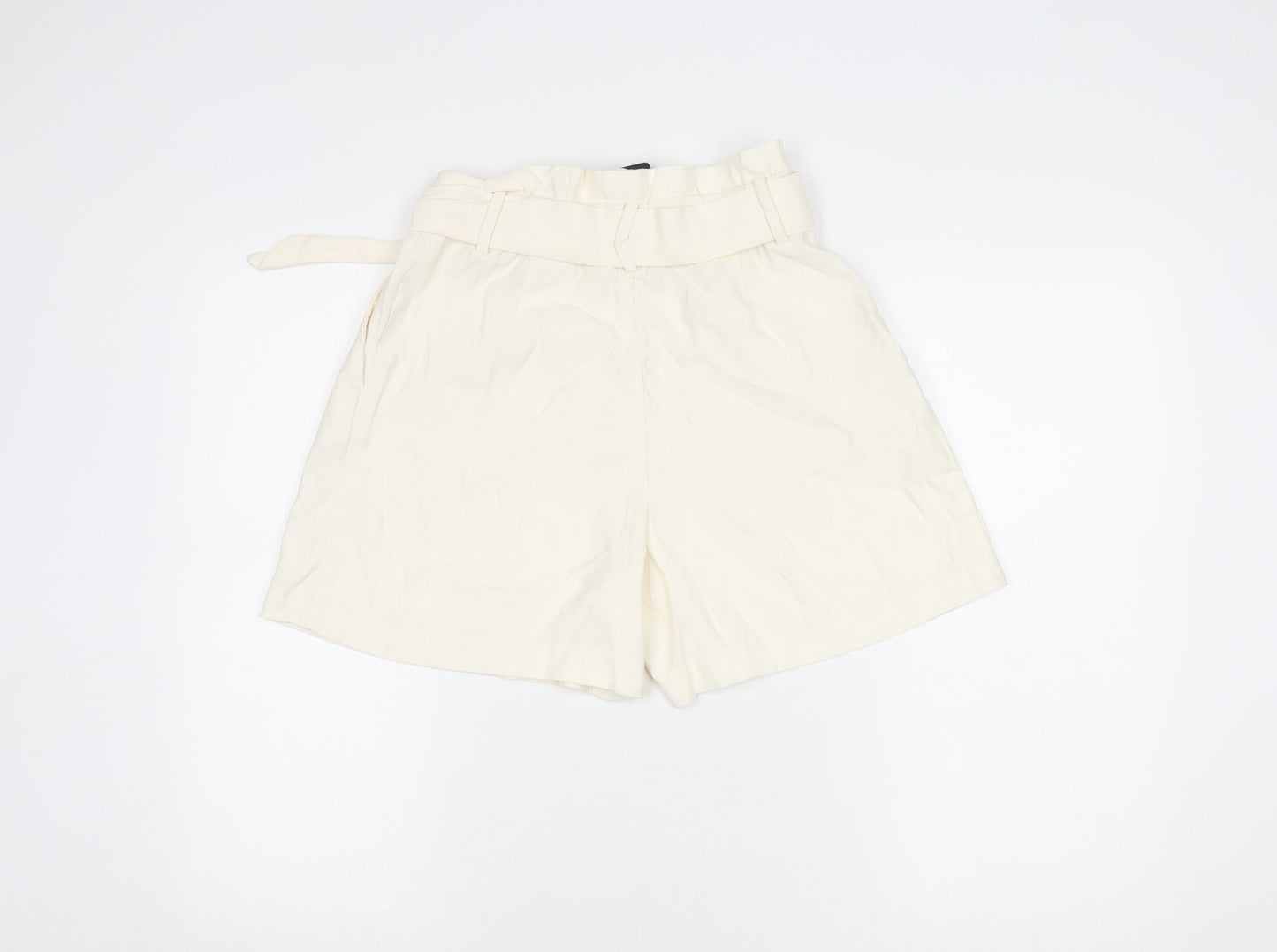 H&M Women's Ivory Paperbag Shorts Size 8