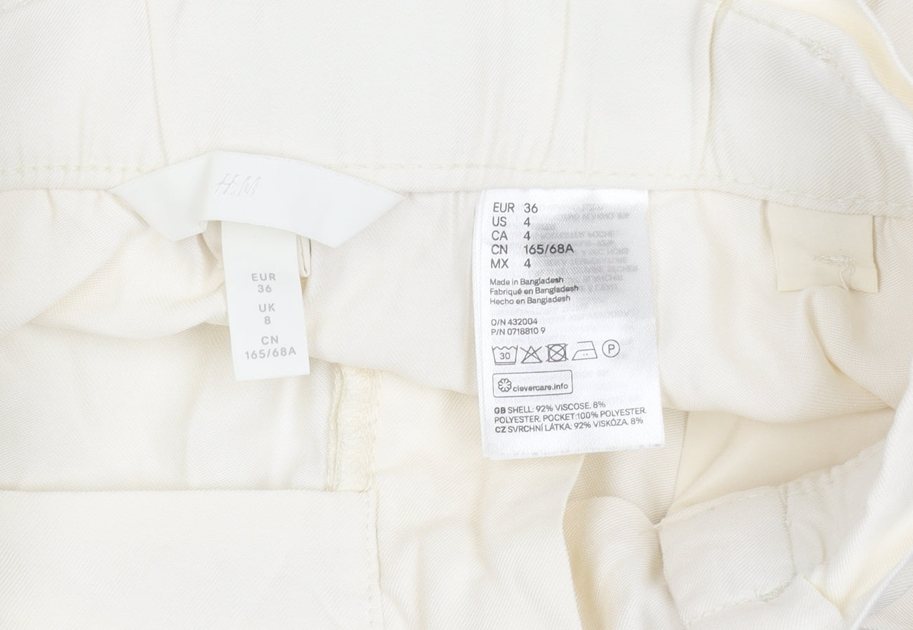 H&M Women's Ivory Paperbag Shorts Size 8