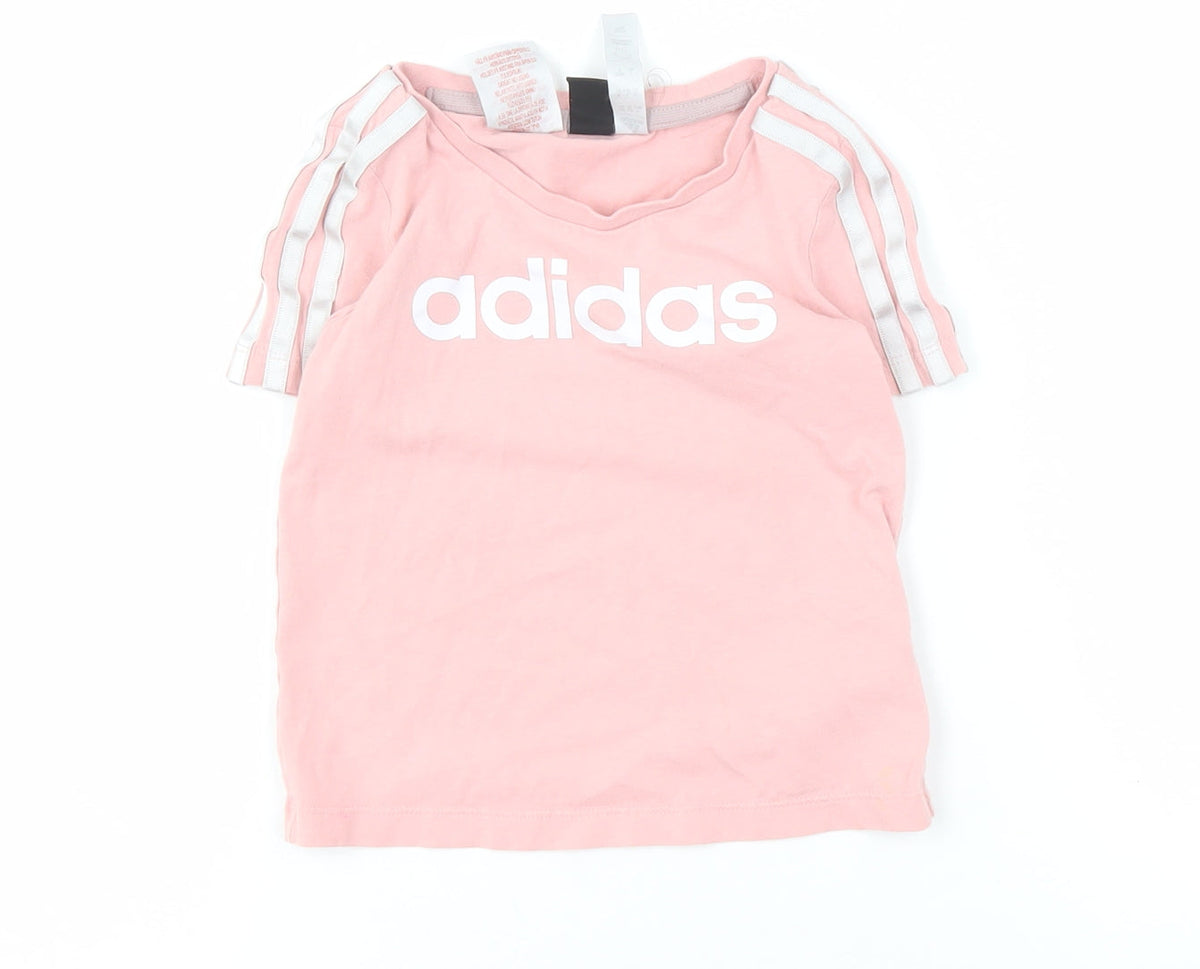 Adidas Girls Pink T-Shirt, 4-5 Years, Short Sleeve, Breathable
