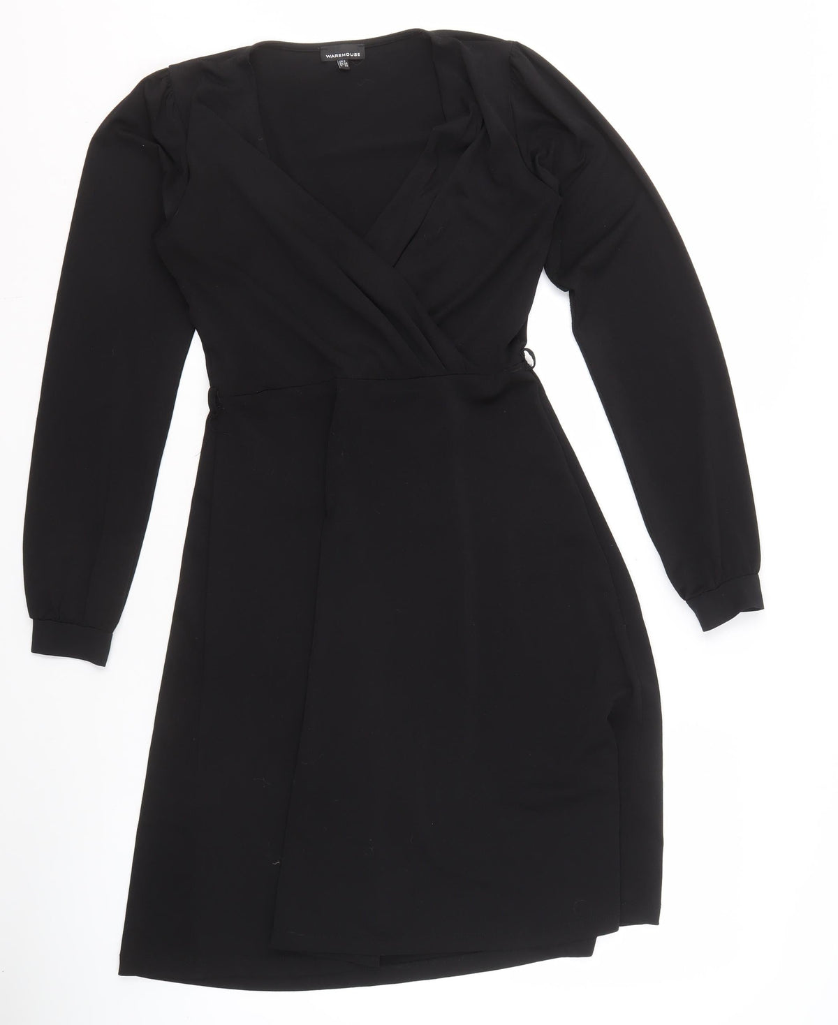 Warehouse Women's Black Knee Length V-Neck Dress