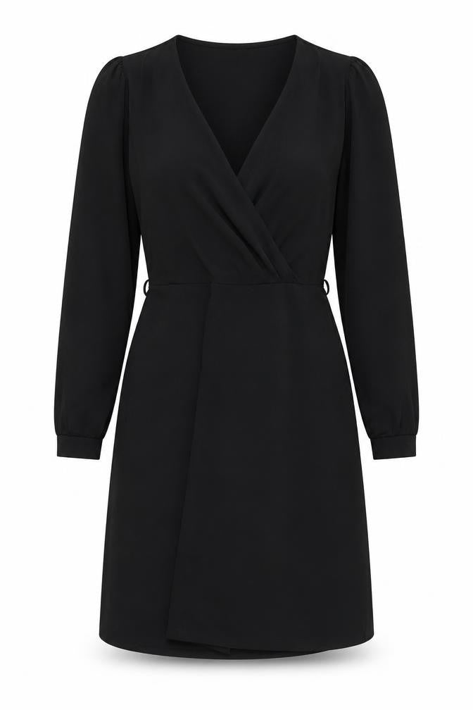 Warehouse Women's Black Knee Length V-Neck Dress