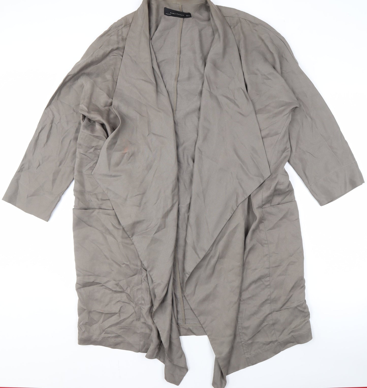 Zara Woman Grey Coatigan for Women - Size M, Open Style