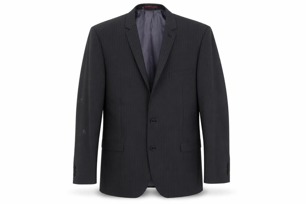 Next Men's Black Striped Long Blazer, Size 44L, Formal