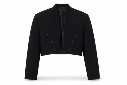 Front view of Ella Singh Women's Black Cropped Suit Jacket, size 8