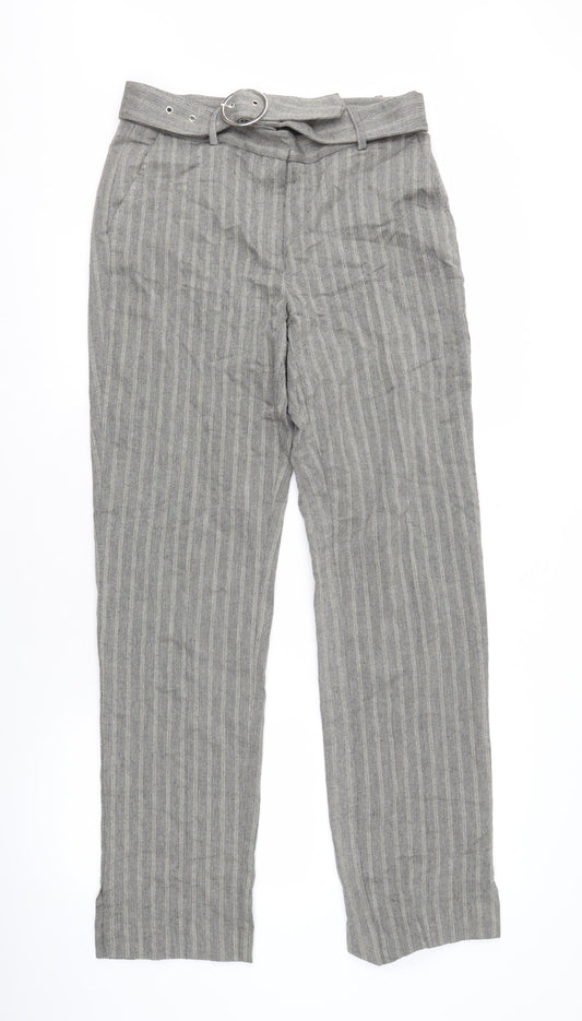 Zara Women's Grey Striped Trousers - Size S