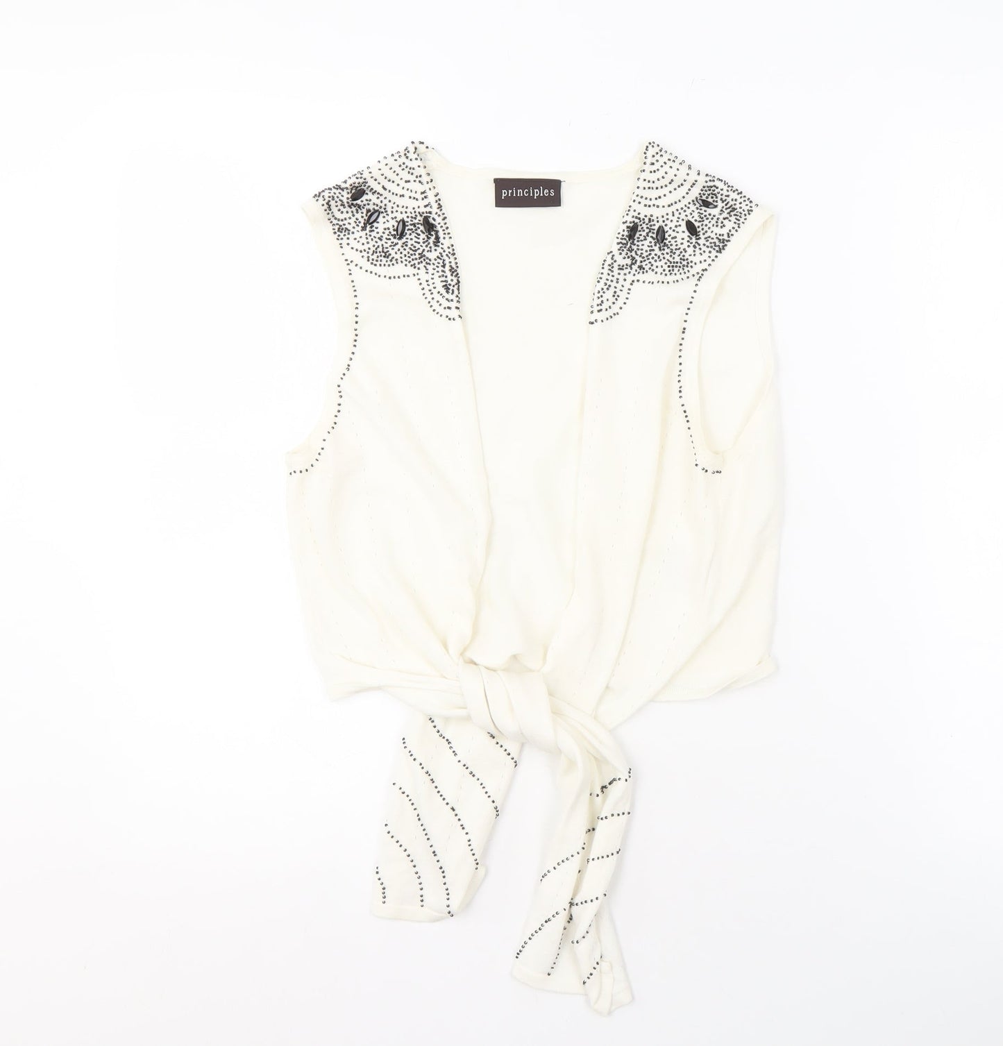 Principles Women's White Sleeveless Studded Vest Size 14