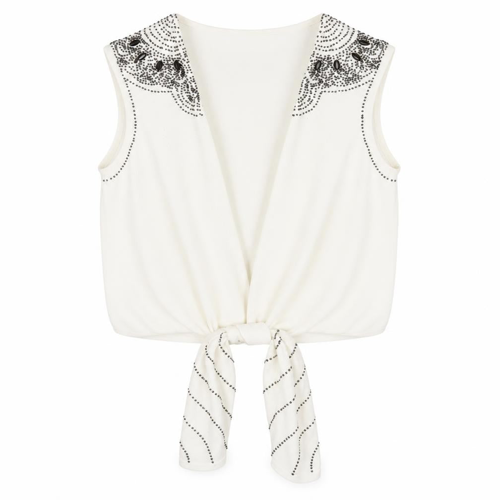 Principles Women's White Sleeveless Studded Vest Size 14