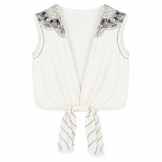 Front view of Principles Women's White Sleeveless Studded Vest, size 14