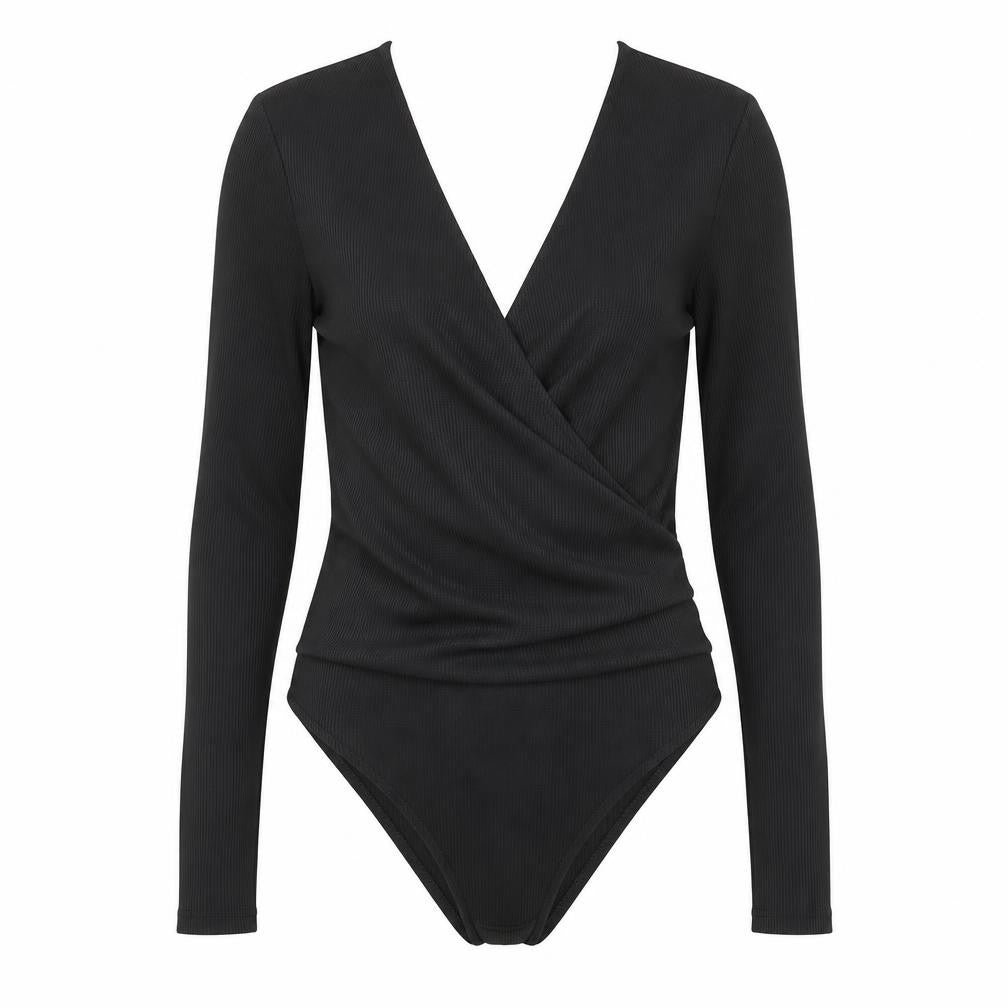 Topshop Women's Black Long Sleeve Wrap Blouse - Size 6